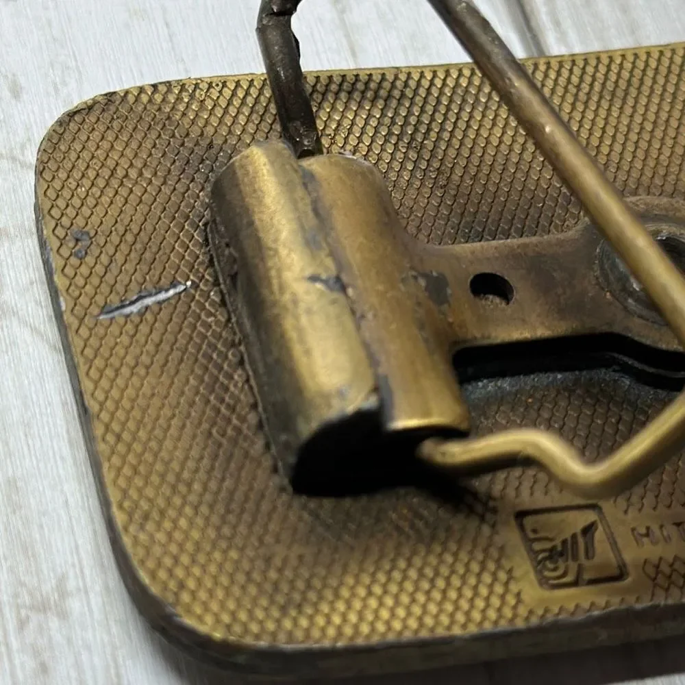 Timberline Stoves Raised Mountain Design Gold Colored Belt Buckle Hit Line‎ USA